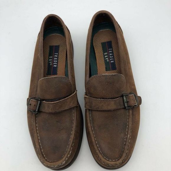 Trader Bay Mens Loafers Shoes Brown Moc Toe Buckle - Picture 1 of 8